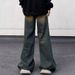 Autumn American Retro Distressed Wide Leg Jeans For Men, Loose Casual Straight Leg Trousers Trendy_mkmklike.com