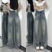 Women's High-Waisted Wide Leg Jeans Loose Fit Relaxed Style Slightly Flared Floor-Length Retro Denim for Spring Autumn_mkmklike.com