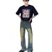 American Style Niche High Street Micro Flared Jeans For Men, Showing Off Their Height, Straight Leg Washed And Worn_mkmklike.com