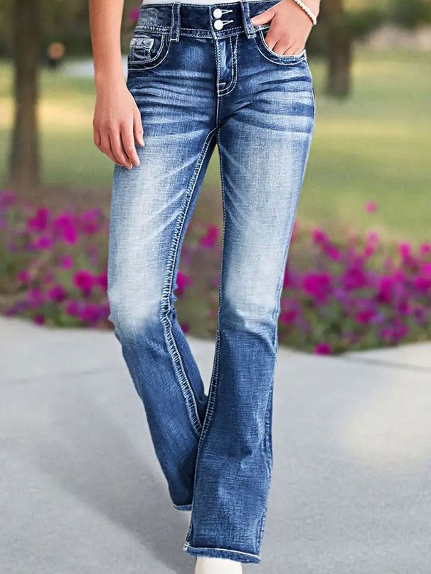 Women's Clothing Women's Embroidery Slim Fit Fashionable Personality Low Waist High Elastic Jeans Ins Trend Slim_mkmklike.com