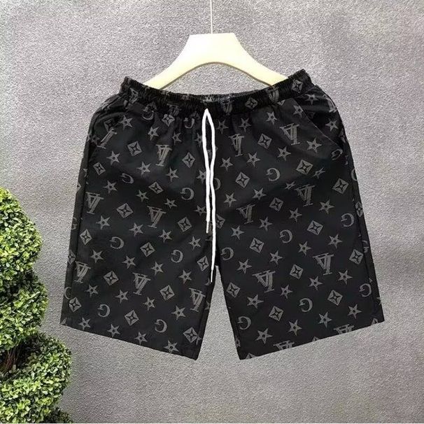 Men's American Style Denim Shorts Trendy Patterned Embroidered Print Loose Fit Elastic Waist Five Point Casual Style_mkmklike.com