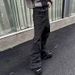 Men's And Women's Dark Style Slim Fit Slightly Flared Jeans Brushed Wax Coating Floor Length American High Street Fashion_mkmklike.com