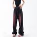 American Spring Summer New Graffiti Washed Jeans For Women Retro Design Straight Wide-Leg Long Pants_mkmklike.com