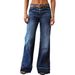 Stretch Denim Long Pants for Women Straight Wide Leg mid Rise Jeans Gradient Frayed Hem Design European And American Style_mkmklike.com