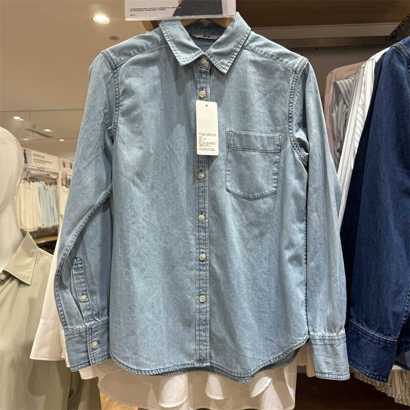 Chicco Japanese Style Women's Soft Denim Autumn Washed Product Long Sleeve Thin Jacket Air Conditioning Shirt Women 470735_mkmklike.com