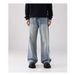 Men's Wide Leg Jeans – Straight Cut Relaxed Fit Denim Pants, Vintage Washed High-Rise Trousers With Raw Hem ( Distressed Detailing, Unisex Appeal)_mkmklike.com