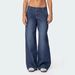 Women's Blue Striped Jeans Casual Loose Wide Leg Trousers Washed Straight Leg Cross Border European American Style_mkmklike.com