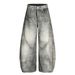 Vintage Washed Blue Distressed Jeans – Relaxed Fit Bootcut Denim Pants With Raw Hem (S-XXL)_mkmklike.com