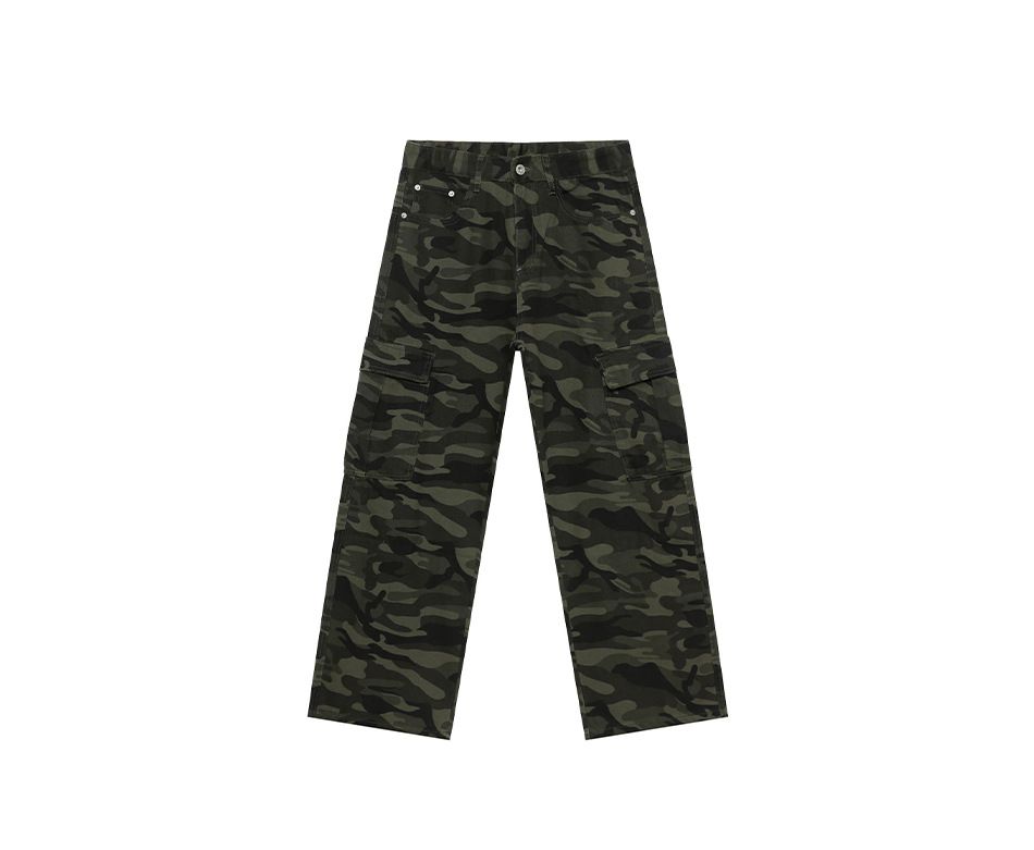 EF JEANS | 2025 New American Camouflage Hip-hop Overalls Big Pockets Loose Straight Casual Pants Washed_mkmklike.com