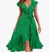 Women's Clothing new V neck short sleeved ruffled long temperament lace dress_mkmklike.com
