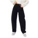 "Russian-Style Wide Leg Jeans For Women – Classic Black High-Waisted Denim Pants (Size 25-32, Comfort Stretch Fit)"_mkmklike.com