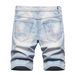 Reflective Strip & Hand-Painted Denim Shorts – Edgy Streetwear Cargo Shorts For Men (Unisex Fit)_mkmklike.com