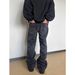 Men's Retro Distressed Washed Black Straight Leg Jeans Trendy Loose Casual Trousers_mkmklike.com