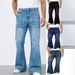 Men's Stretch Bootcut Jeans With Elastic Waist – Vintage Washed Denim (70% Cotton, Comfort Fit, Classic Bell Bottom, Casual & Retro Style)_mkmklike.com
