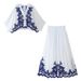 Women's ClothingFashion Contrast Embroidered Shirt + Skirt Set Women_mkmklike.com