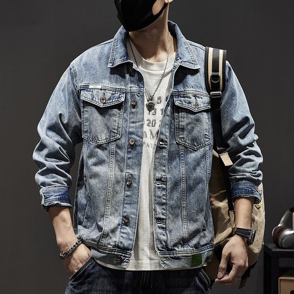 Men's Clothing Washed Loose Versatile Retro Denim Jacket_mkmklike.com