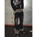 American Street Style European And American Niche Camouflage Patchwork Jeans Men's Trendy Brand Yabi Slightly Flared Loose Ripped Jeans_mkmklike.com