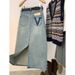 Women's Clothing Early Spring Light Blue Back Slit Skirt Denim Skirt Women New High Waist Slim Fit Medium Length Hip Skirt_mkmklike.com