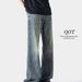 BOY American Style Men's Jeans Washed Vintage Cleanfit Spring Autumn Trendy High Street Loose Straight Pants_mkmklike.com