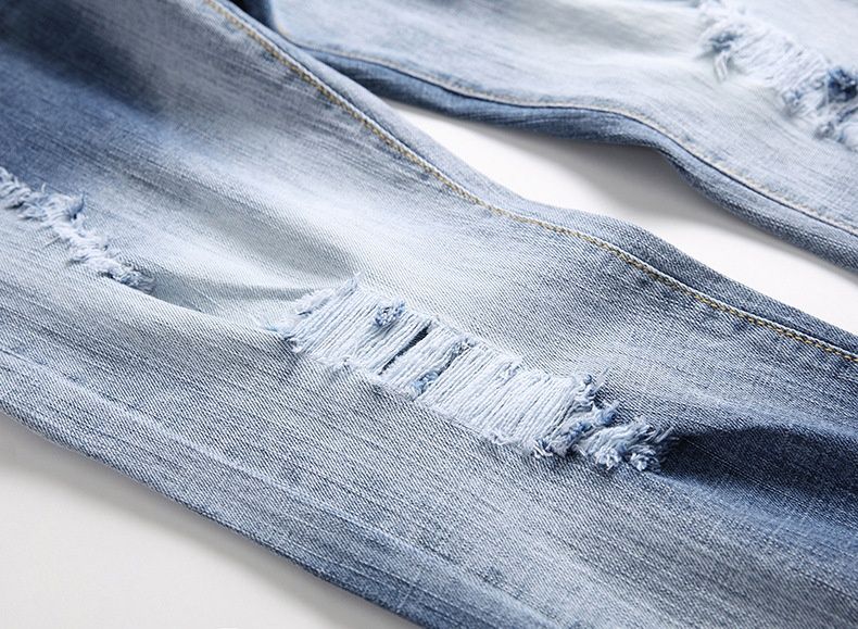 Pure Cross-Border Exclusive European Style Ripped Straight-Leg Washed White Trendy Men's Jeans 2019_mkmklike.com