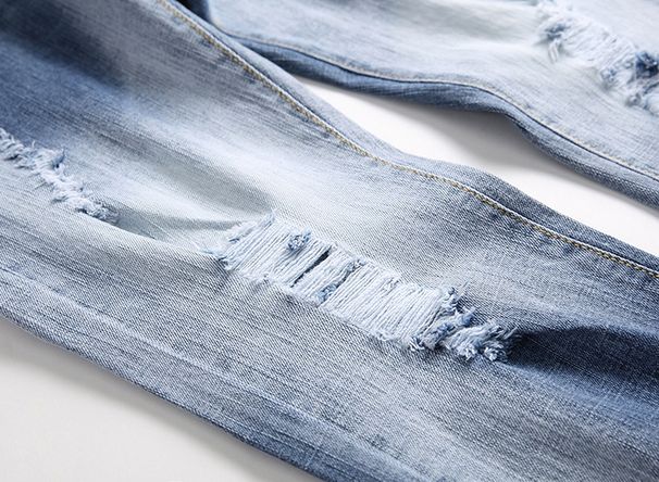 Pure Cross-Border Exclusive European Style Ripped Straight-Leg Washed White Trendy Men's Jeans 2019_mkmklike.com