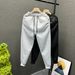 Autumn Light Gray Fleece Lined Sweatpants Men's Trendy Sports Casual Slim Fit Trousers Men's Tapered Long Trousers Trendy_mkmklike.com