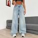 High Waist Straight Leg Jeans For Women - Light Blue Denim Wide Leg Trousers, Comfortable & Stylish Office Casual Pants_mkmklike.com