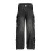 Multi-Pocket Cargo Jeans For Men Punk Heavy-Duty Distressed Washed Three-Dimensional Deconstructed Wide-Leg Straight_mkmklike.com