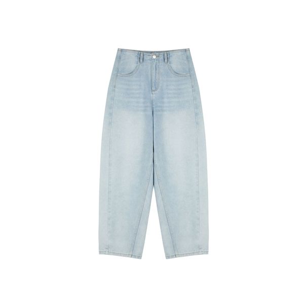 Women's Clothing Minimalist Waist Fashionable WAN Loose Cocoon 9 Point Fat Jeans_mkmklike.com