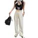 Spring Summer New Loose Jacquard Jeans, Straight Casual Women's High-waisted Floor-length Pants, Spring And Autumn_mkmklike.com