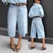 Women's Retro Wide Leg Jeans Y2 Style Bermuda Straight Leg Mid Length Pants Versatile Slimming_mkmklike.com