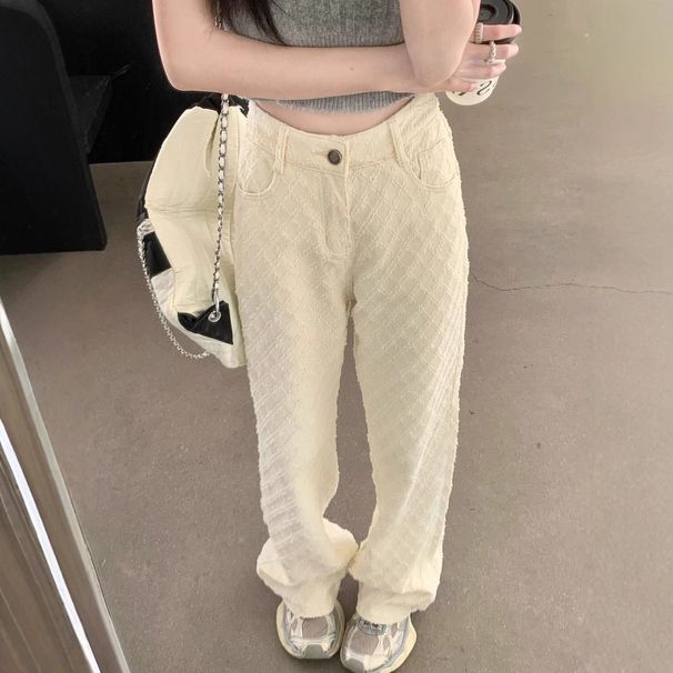 ng2510292 Ng2510292 Ng2510292 Heavy Jacquard Jeans For Women, 2025 New Model, Ins-style Design, Slimming Straight-, Versatile_mkmklike.com