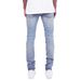 Men's Clothing Men's Cashew Flower Light Blue Tight Elastic Ripped Patch High Street Trend Skinny Jeans_mkmklike.com