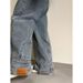 American High Street Reverse Fit Jeans - Hip Hop Baggy Denim Pants For Men With Distressed Wash_mkmklike.com