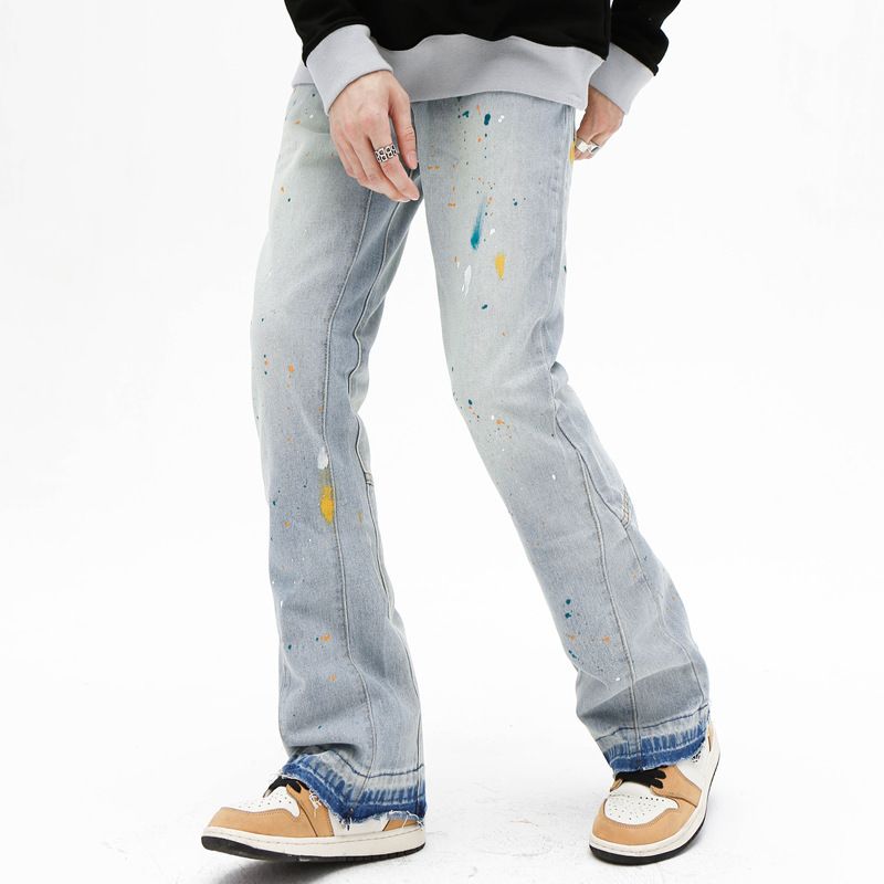 ANSICARD Men's Distressed High Street Hip Hop Loose Fit Denim Jeans Style Trousers_mkmklike.com