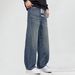 Spring And Autumn New Extended Curved Knife Jeans Men's American Loose Splicing Retro Wide Leg Pants With Fat And Large Size Men's Pants_mkmklike.com