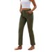 Military Green High-Waisted Wide Leg Straight Casual Cargo Jeans Stretch Denim Fashionable European American Style_mkmklike.com