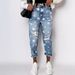 Women's Clothing Printed Pattern Ripped Straight Casual Jeans Women_mkmklike.com