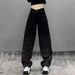 Women's Clothing High-Waisted Slimming Rhinestone Jeans Wide Leg Floor-Length Pants Loose Fit Versatile Straight Leg For Women Spring/Autumn_mkmklike.com