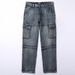 Cross-border Special For American High Street Straight Jeans Men's Four-season Loose Straight Multi-bag Splicing Retro Wide-leg Pants_mkmklike.com