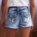 Women's High Waist Ripped Denim Shorts – Embroidered Retro Jeans Shorts With Stretch (Light Blue, S-XXL)_mkmklike.com