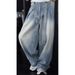 American Blue Wide-leg Scimitar Pants Men's Spring And Autumn Senior Sense American Retro Belt Design Sense Straight Jeans_mkmklike.com