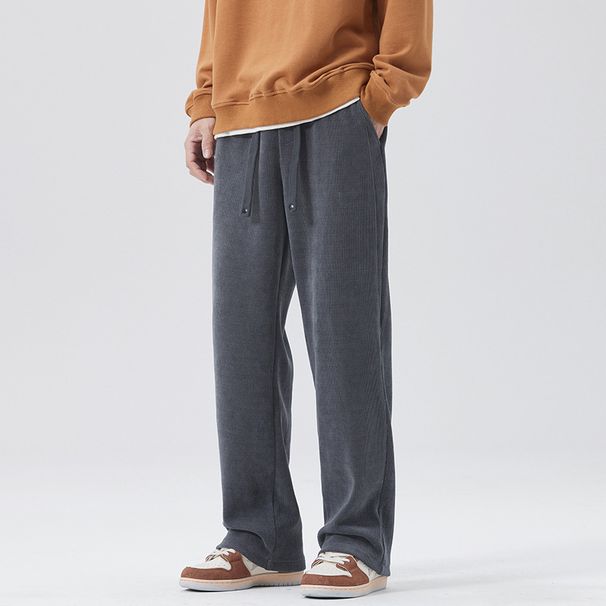 LKTM Wear # Corduroy Straight Leg Casual Men's Trendy Brand Loose Hanging Elastic Waist With Velvet Warm Sports Pants A77_mkmklike.com
