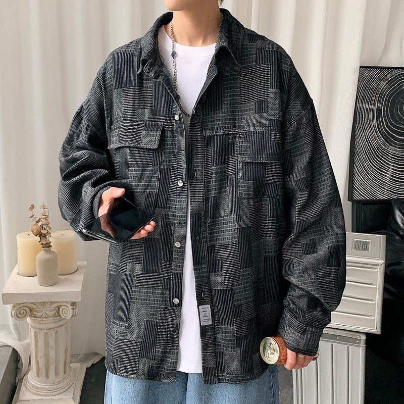 Northfold Hong Kong Autumn Denim Workwear Jacket Harajuku Style Men's Thin Japanese Trendy Loose Long Sleeve Casual Shirt_mkmklike.com