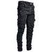Straße Elastische Jeans Männer Denim Cargo Hosen Waschen Einfarbig Multi Taschen Casual Mittlere Taille Hose Slim Fit Täglichen Tragen Jogger_mkmklike.com