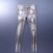 Men's Grunge Gray Jeans Paint Splatter Patchwork Distressed Ripped Denim Pants Slim Skinny Fit for Urban Artistic Style_mkmklike.com