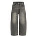Unisex Straight Leg Whiskered Jeans Clean Fit Loose Versatile Wide Leg Pants Midweight Cotton Black Washed Distressed 11KN_mkmklike.com
