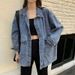 Chicco Denim Jacket For Female Students 2024 Spring And Autumn Korean Version New Loose BF Versatile Large Pocket Mid-Length_mkmklike.com