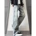 Blue Cleanfit Splatter-paint For Men, American High Street Vibe Pants, Straight High-waisted Slim-fit Flared Jeans_mkmklike.com