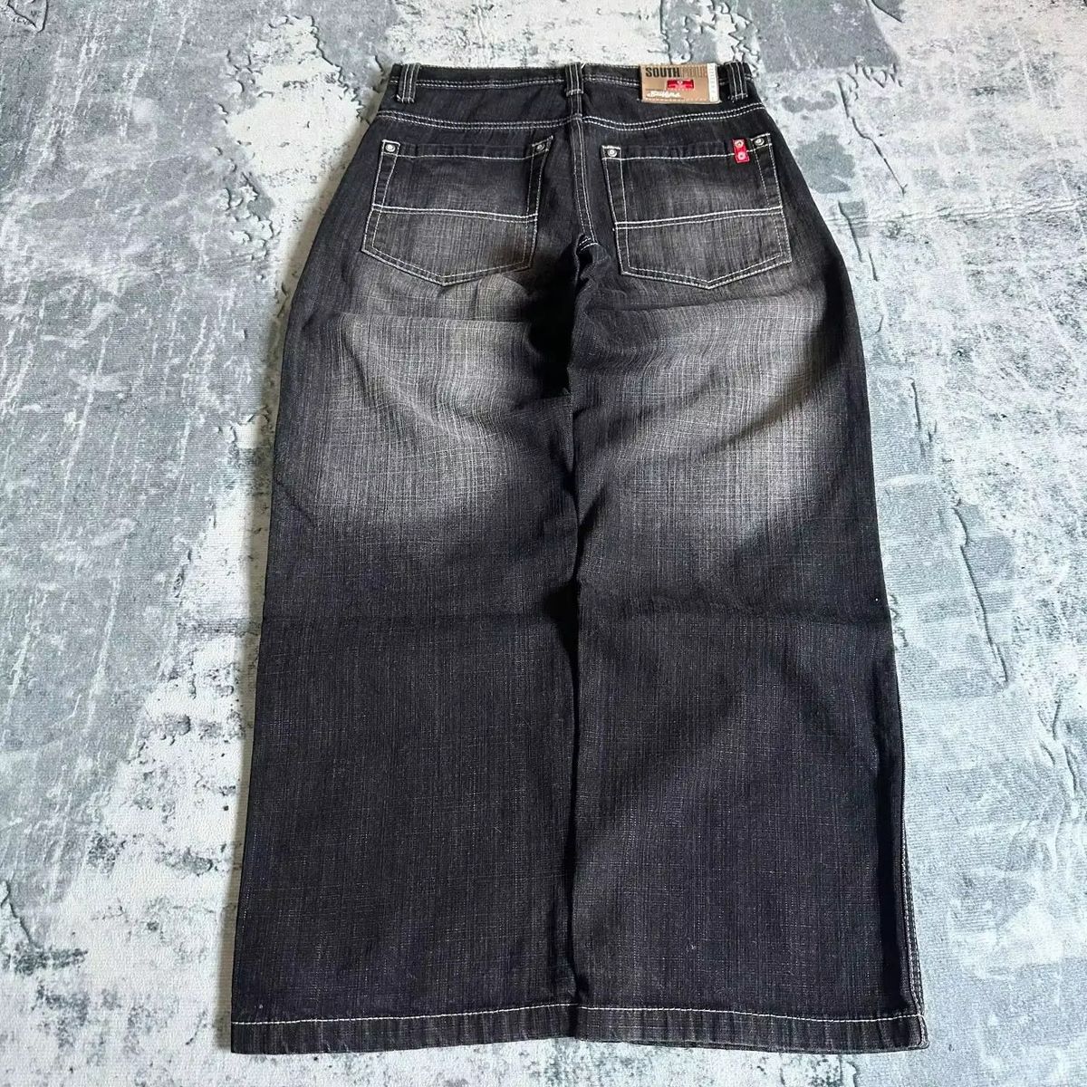 Men's Clothing Black And Gray Jeans For Men And Women Y2k High Street Straight Through Wide Leg Loose Trousers_mkmklike.com
